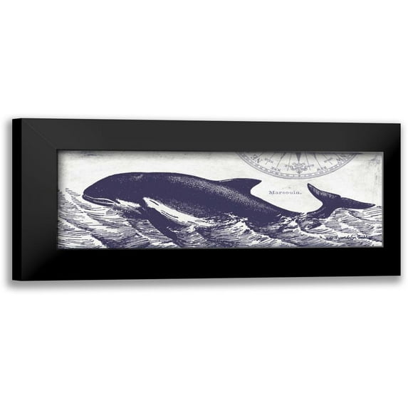 Babbitt, Gwendolyn 24x11 Black Modern Framed Museum Art Print Titled - Whale on Cream II
