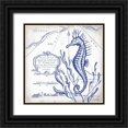 thumbnail image 1 of Babbitt, Gwendolyn 26x26 Black Ornate Wood Framed with Double Matting Museum Art Print Titled - Seahorse on White II, 1 of 4
