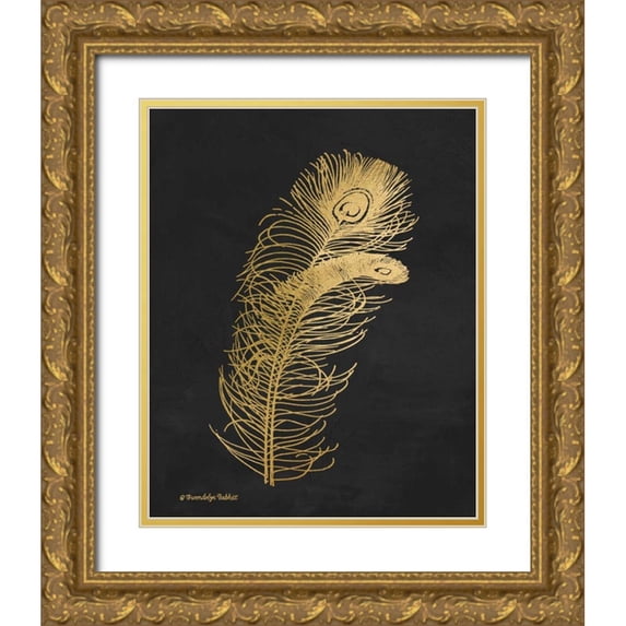 Babbitt, Gwendolyn 26x32 Gold Ornate Wood Framed with Double Matting Museum Art Print Titled - Feather on Black II