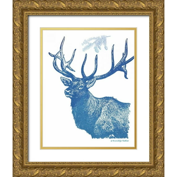 Babbitt, Gwendolyn 26x32 Gold Ornate Wood Framed with Double Matting Museum Art Print Titled - Indigo Deer II
