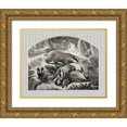 thumbnail image 1 of Babbitt, Gwendolyn 32x26 Gold Ornate Wood Framed with Double Matting Museum Art Print Titled - Badger Mom and Cubs, 1 of 4