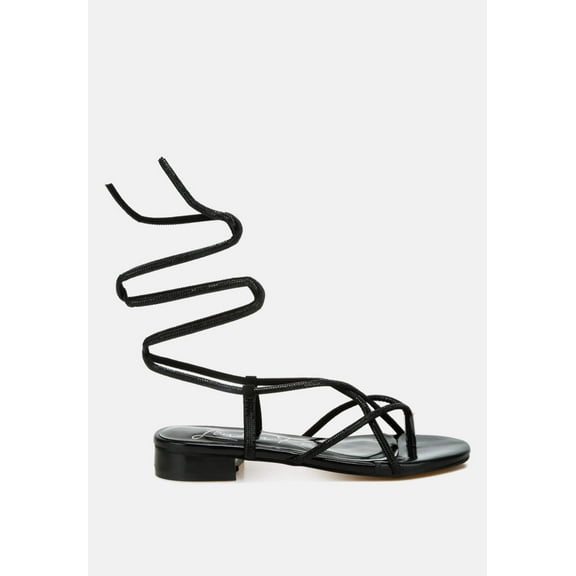 Babbity Rhinestone Embellished Lace-Up Sandals