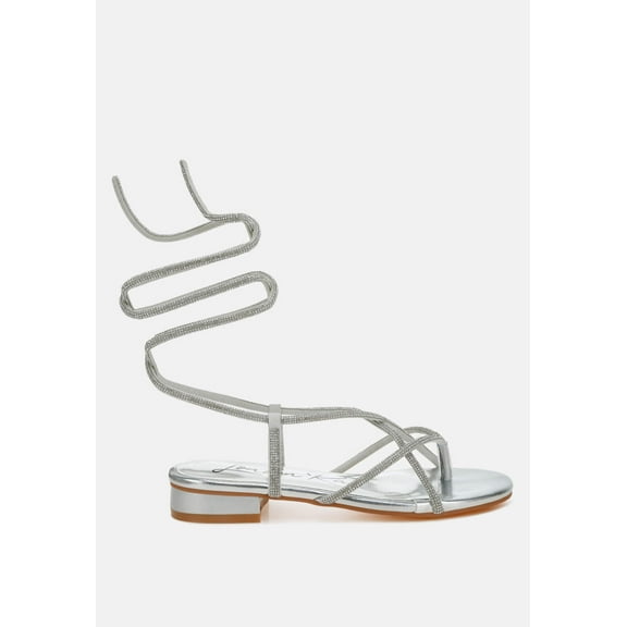 Babbity Rhinestone Embellished Lace-Up Sandals