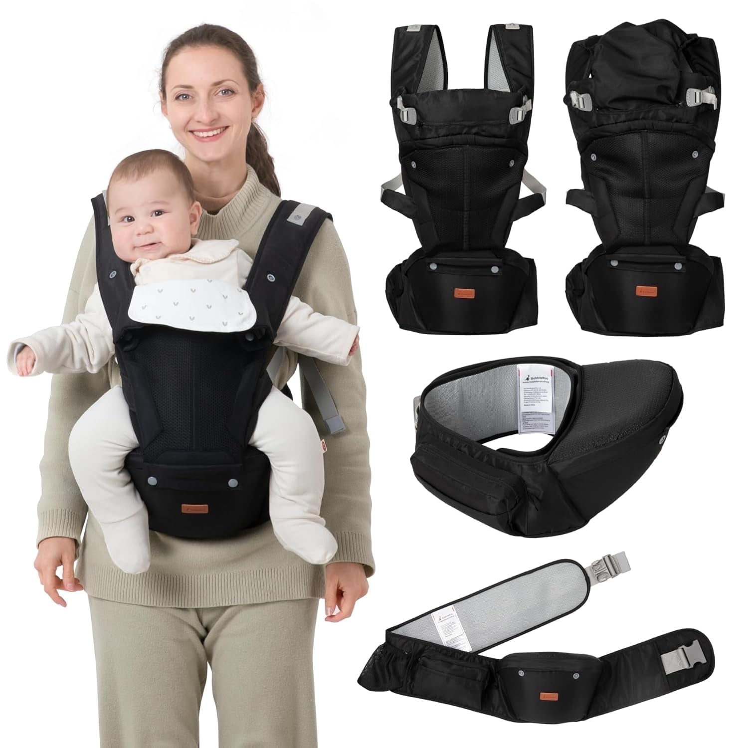 BabbleRoo Grow Baby Carrier – 6-in-1 Ergonomic Hip Seat
