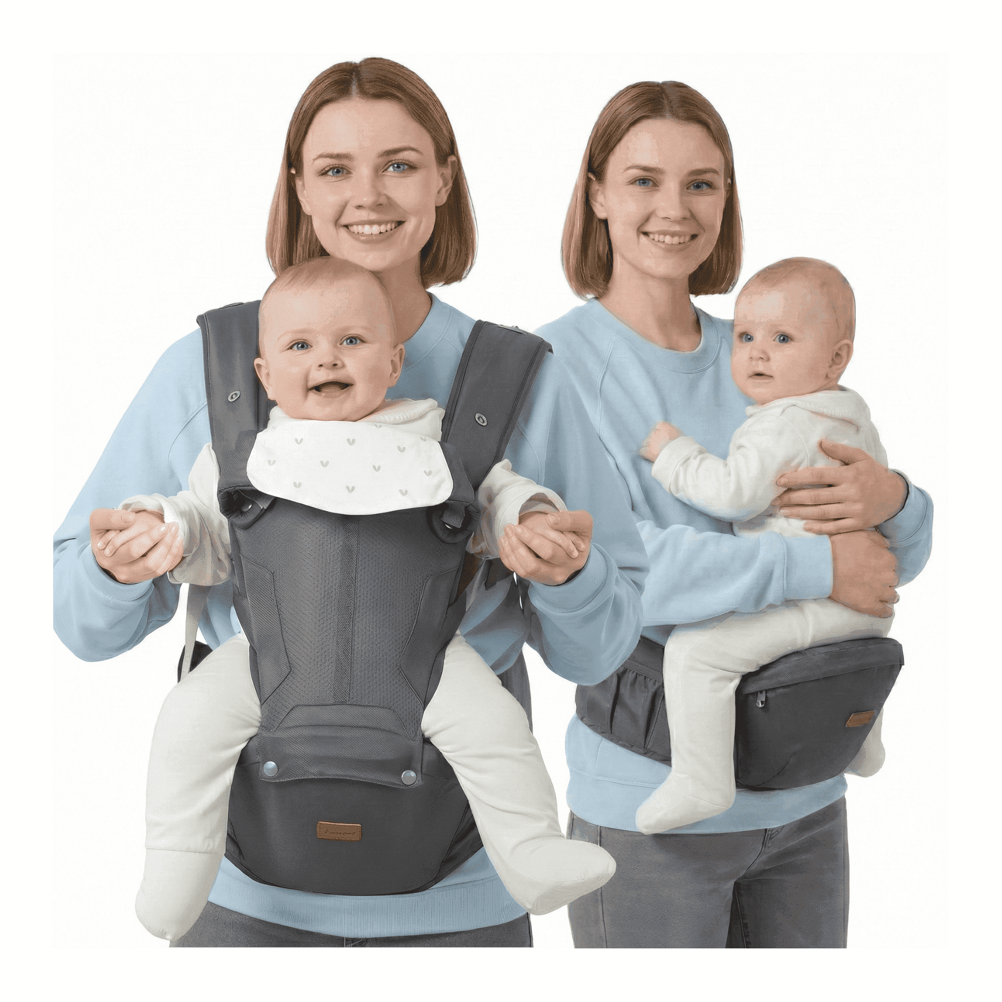 BabbleRoo, Grow Baby Carrier, Gray, 6-in-1 Ergonomic Hip Seat