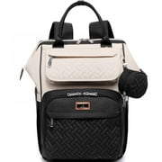 BabbleRoo Baby Diaper Bag Backpack, Waterproof Travel Bag, Unisex, Apricot & Black, Adult