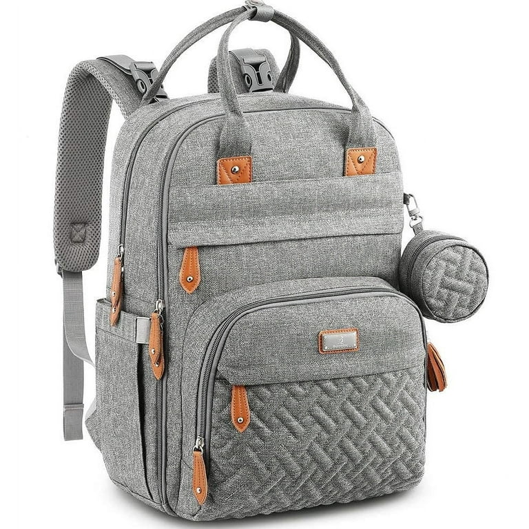 BabbleRoo Baby Diaper Bag Backpack for Dads Waterproof Travel Bag for Newborns Toddlers Unisex Light Gray Walmart