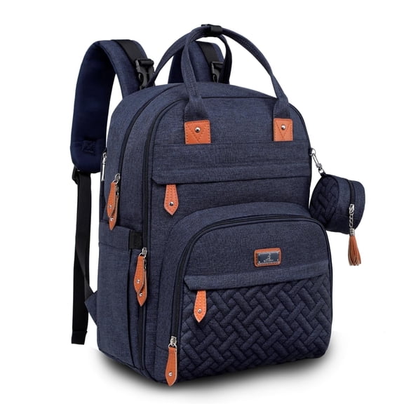 BabbleRoo Original Diaper Bag Backpack Large 26L Baby Bag with Changing Pad, Insulated Bottle Pockets & Stroller Straps, Waterproof Travel Bag for Moms & Dads, Navy Blue