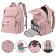 thumbnail image 1 of BabbleRoo Diaper Bag Backpack, Travel Backpack, Pacifier Case & Stroller Straps, Multifunction, Waterproof, Unisex – Pink, 1 of 12