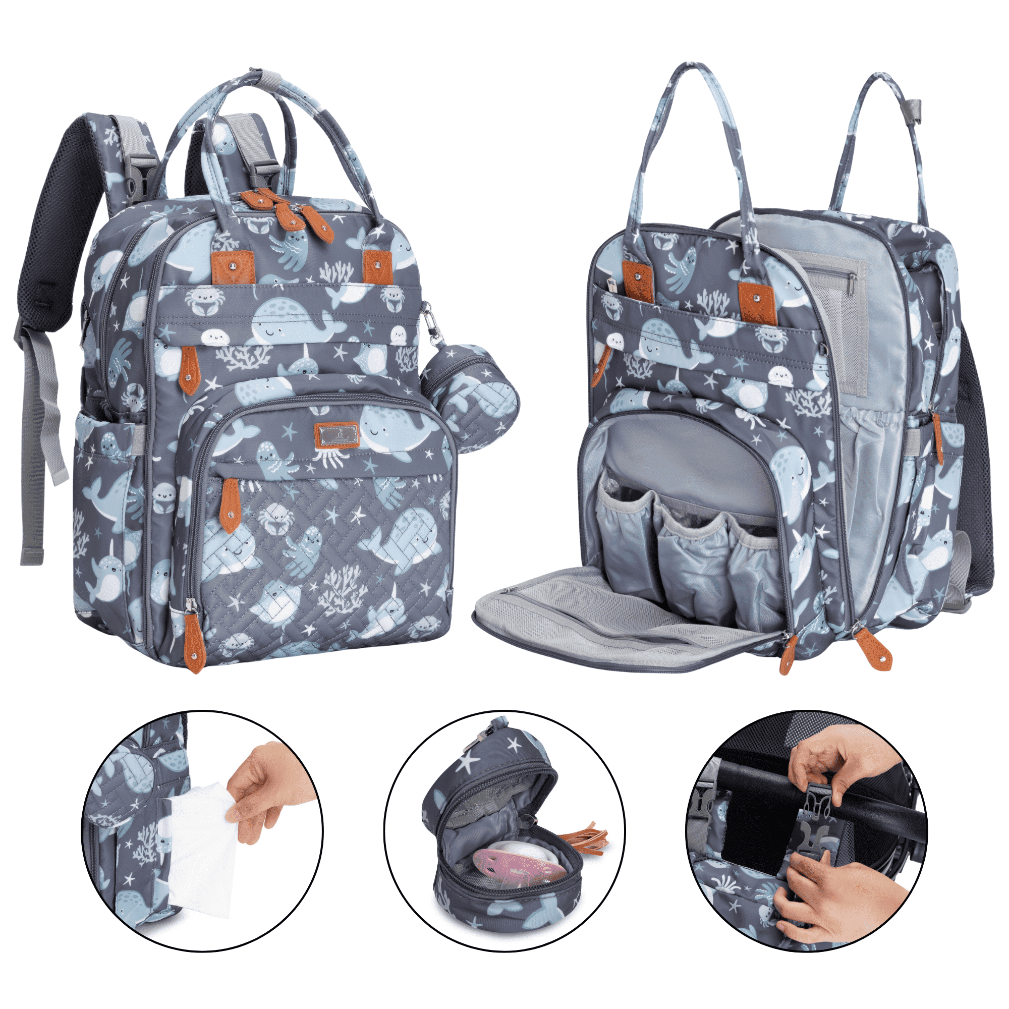 BabbleRoo Diaper Bag Backpack, Multifunction Original Baby 