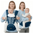 thumbnail image 1 of BabbleRoo Grow Baby Carrier – 6-in-1 Ergonomic Hip Seat, Convertible Infant Baby Carrier & Toddler Carrier – Denim Leaves, 1 of 8