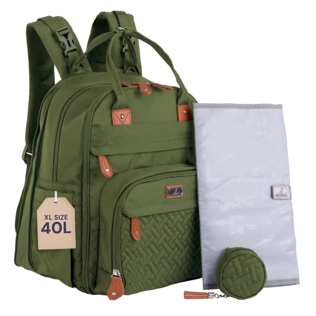 BabbleRoo, Diaper Bag Backpack, XL 40L, Green Waterproof  display picture 1
