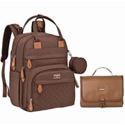 BabbleRoo Original Diaper Bag Backpack, Large 26L Waterproof Baby Bag with Premium Changing Pad Set, Insulated Bottle Pockets & Stroller Straps, Coffee