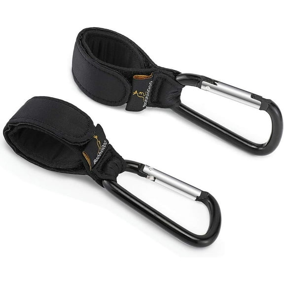 BabbleRoo Stroller Accessories Hooks for Bags and Purses, 0-36 Months, Black, 2 Pack