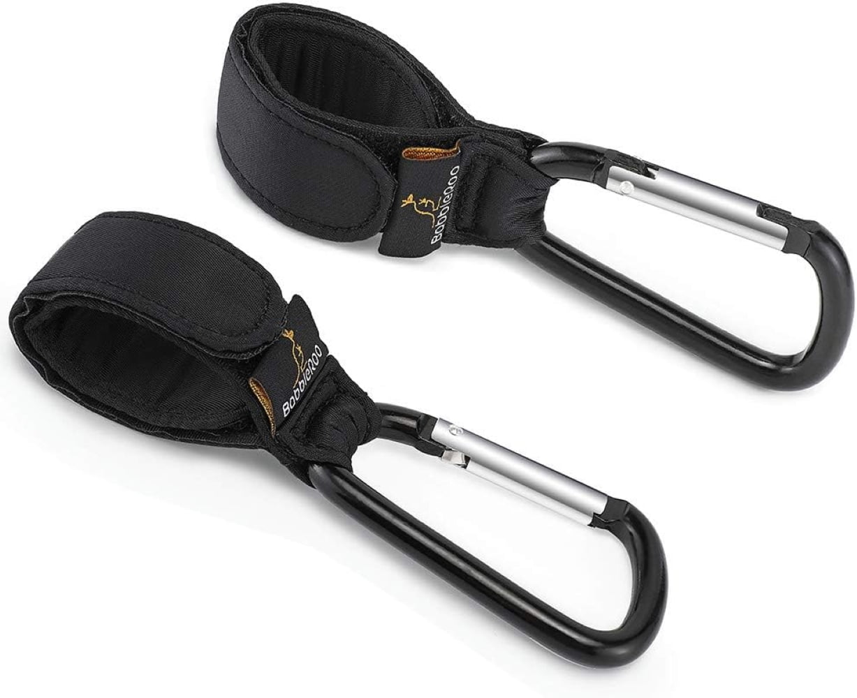 BabbleRoo Stroller Accessories Hooks for Bags and Purses, 0-36 Months, Black, 2 Pack