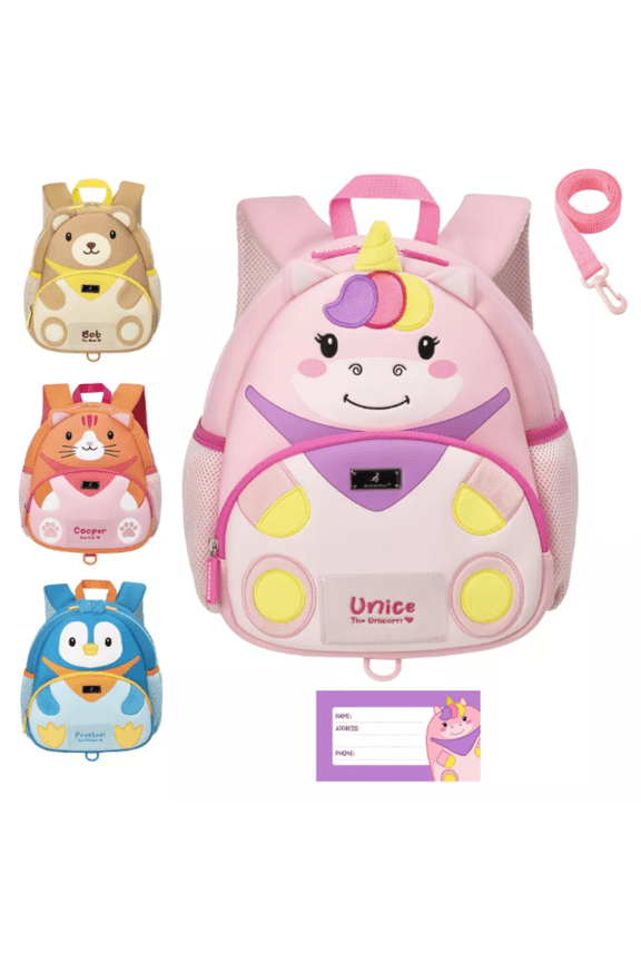 BabbleRoo Toddler Backpack, Everyday Backpack, Unice the Unicorn, with leash