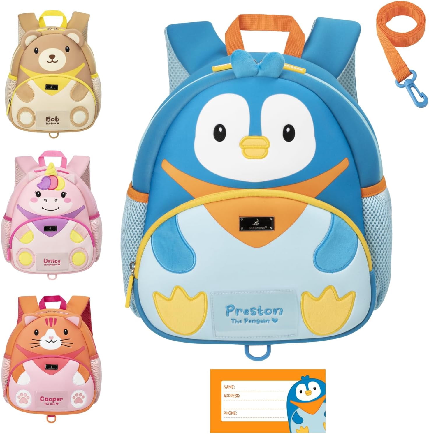 bath & bodyworks blue penguin mini backpack  myducksinarow2 top carrying handle and interior zipper pocket.Please note BabbleRoo Toddler Backpack with Safety