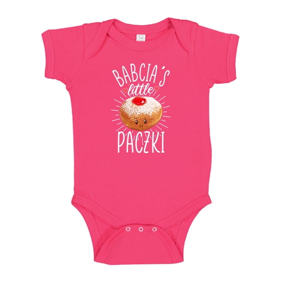 Babcia's Little Paczki Baby Bodysuit One Piece NB Cyber Pink