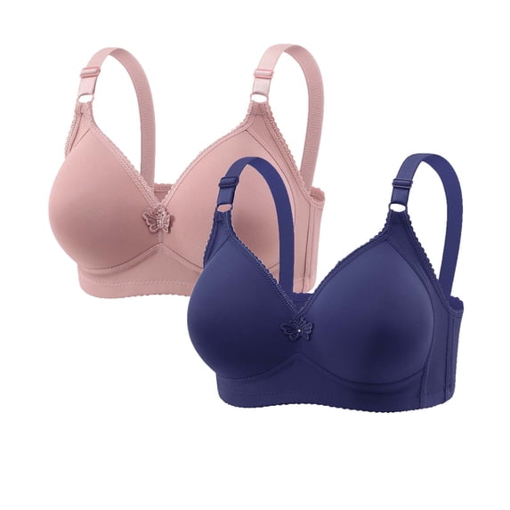 Babcutegg 2PC Bras for Women Adjustable Straps Lightweight High Support Seamless Underwear for Women Dark Blue Size 2XL