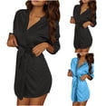 thumbnail image 1 of Babcutegg 3PC Sleep Robe for Women V Neck Bathrobe Kimino Lightweight Womens Nightwear Blue Size Free Size, 1 of 9