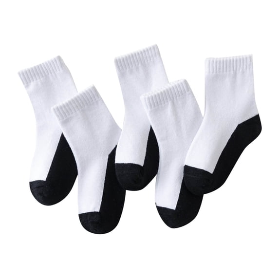 Babcutegg 5PC Socks for Kid Girls Athletic Wear Breathable Mid Length Girls Socks Black Size 9