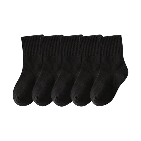 Babcutegg 5PC Socks for Kid Girls Graphic Socks Crew Socks Breathable Girls Socks Black Size 1