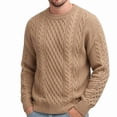 thumbnail image 1 of Babcutegg Big and Tall Mens Cable Knit Sweater Crew Neck Long Sleeve Loose Fit Warm Casual Comfy Sweaters Size 4XL, 1 of 7