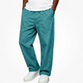thumbnail image 1 of Babcutegg Big and Tall Mens Cotton Linen Pants Straight Leg Elastic Waist with Pockets Versatile Casual Trousers Size 3XL, 1 of 7