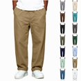 thumbnail image 1 of Babcutegg Big and Tall Mens Cotton Linen Pants Straight Leg Elastic Waist with Pockets Versatile Casual Trousers Size 4XL, 1 of 7