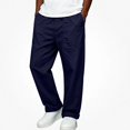 thumbnail image 1 of Babcutegg Big and Tall Mens Cotton Linen Pants Straight Leg Elastic Waist with Pockets Versatile Casual Trousers Size L, 1 of 7