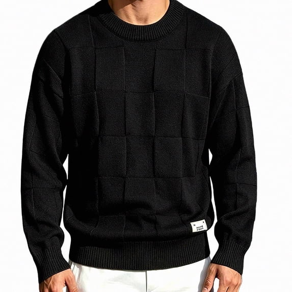 Babcutegg Big and Tall Mens Crewneck Sweater Textured Knit Long Sleeve Pullover Fall Winter Warm Comfy Sweater Size XL