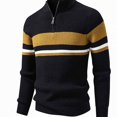 thumbnail image 1 of Babcutegg Big and Tall Mens Quarter Zip Sweater Stand Collar Color Block Knit Pullover Casual Fall Winter Top Size 2XL, 1 of 5