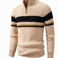 thumbnail image 1 of Babcutegg Big and Tall Mens Quarter Zip Sweater Stand Collar Color Block Knit Pullover Casual Fall Winter Top Size 4XL, 1 of 7