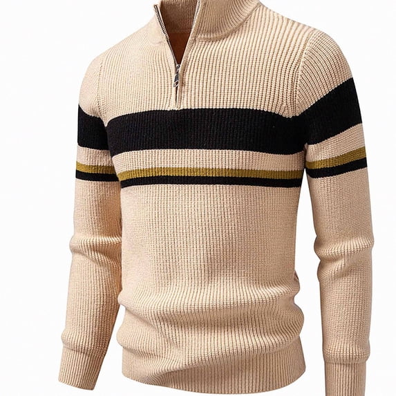 Babcutegg Big and Tall Mens Quarter Zip Sweater Stand Collar Color Block Knit Pullover Casual Fall Winter Top Size 4XL