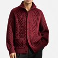 thumbnail image 1 of Babcutegg Big and Tall Mens Turtleneck Cardigan Sweater Cable Knit Vintage Casual Button Down Sweaters with Pockets Size L, 1 of 9