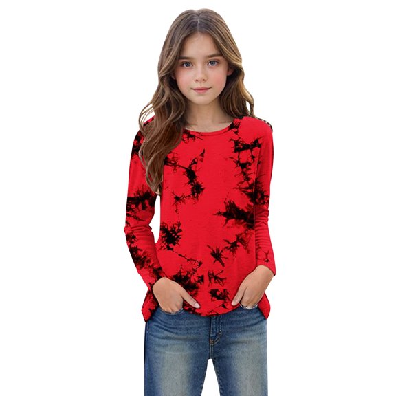 Babcutegg Blouse for Kid Girls Pullover Warm Soild Color Girls Outfit Red Size 7