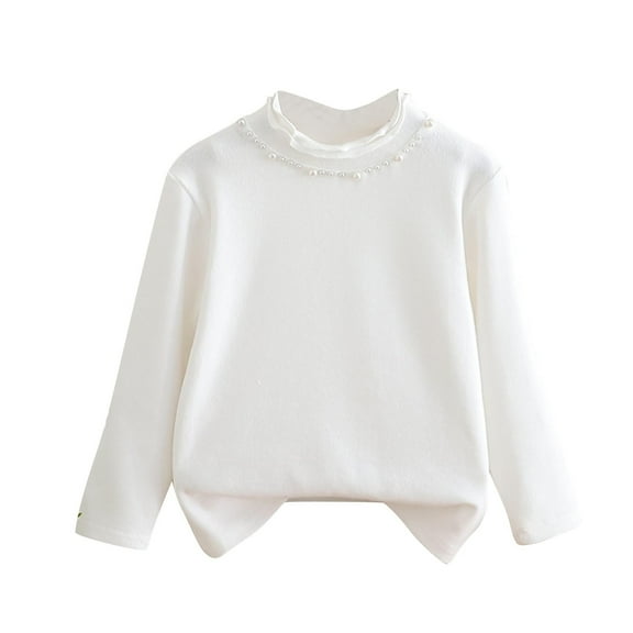 Babcutegg Blouse for Kid Girls Soild Color Warm High Collar Girls Outfit Khaki Size 10