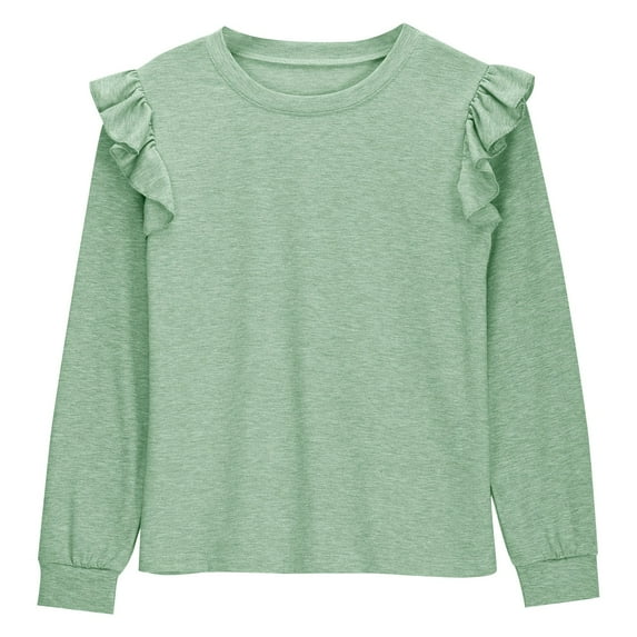 Babcutegg Blouse for Kid Girls Warm High Collar Regular Fit Kids Clothes Green Size 5