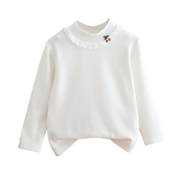 Babcutegg Blouse for Kid Girls Warm High Collar Soild Color Girls Outfit Gray Size 2