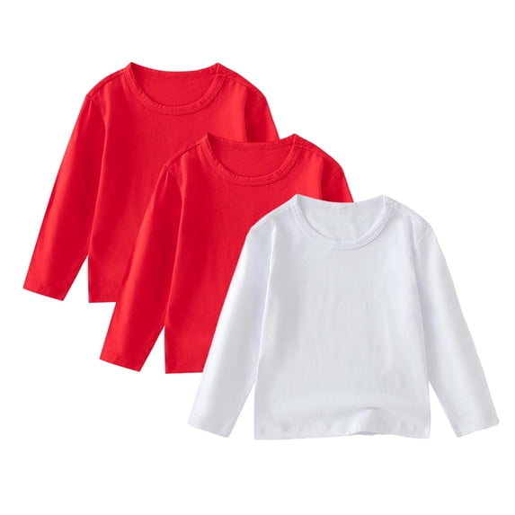 Babcutegg Blouse for Toddler Girls Graphic Pattern Crew Neck Breathable Girls Clothes Red