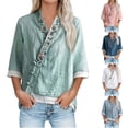 thumbnail image 1 of Babcutegg Blouses for Women Long Sleeve with Button Lightweight Cotton Linen Pullover Womens Shirts Green Size XL, 1 of 9