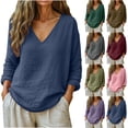 thumbnail image 1 of Babcutegg Blouses for Women Pullover Cotton Linen Crew Neck Lightweight Long Sleeve Womens Shirts Dark Gray Size XL, 1 of 7