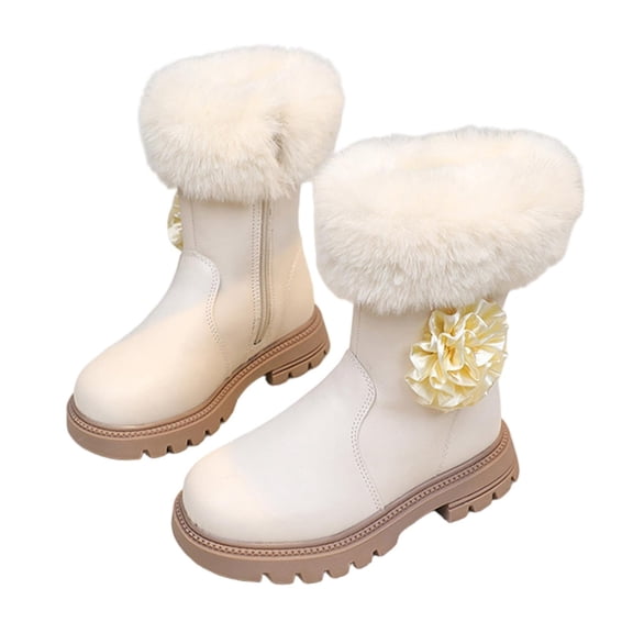 Babcutegg Boots for Girls Warm and Breathable Non Slip Casual Fashion Girls Soft Bottom Shoes Beige US 11 M