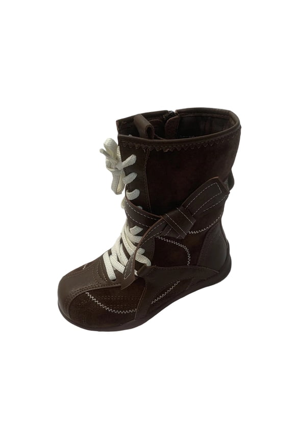 Boots for Kid Girls Snow Boots Western Style Wedge Boots Casual Fashion Keep Warm Girls Fall and Winter Shoes Brown Size 12