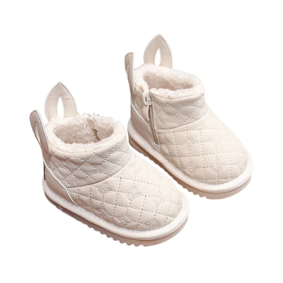Babcutegg Boots for Teen Girls Thick Bottom Wedge Boots Western Style Fleece Lined Soft Bottom Girls Fall and Winter Shoes White Size 0