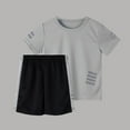 thumbnail image 1 of Babcutegg Boys 2Pcs Mesh Quick Dry Short Sleeve Tee Athletic Shorts Set Summer Sports Outfit 4-12Y Gray Size 4T, 1 of 3