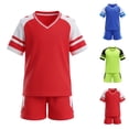 thumbnail image 1 of Babcutegg Boys and Girls Football Training Suit – Breathable Short Sleeve Top with Matching Athletic Shorts for Sports, Practice, and Casual Wear Blue Size 9, 1 of 9