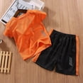 thumbnail image 1 of Babcutegg Boys Short Shirt and Shorts Set Baby Summer T-Shirt and Pants Sets Quick Drying Solid Color Tight Round Neck Athletic Outfit Set Orange Size 9 Years, 1 of 3