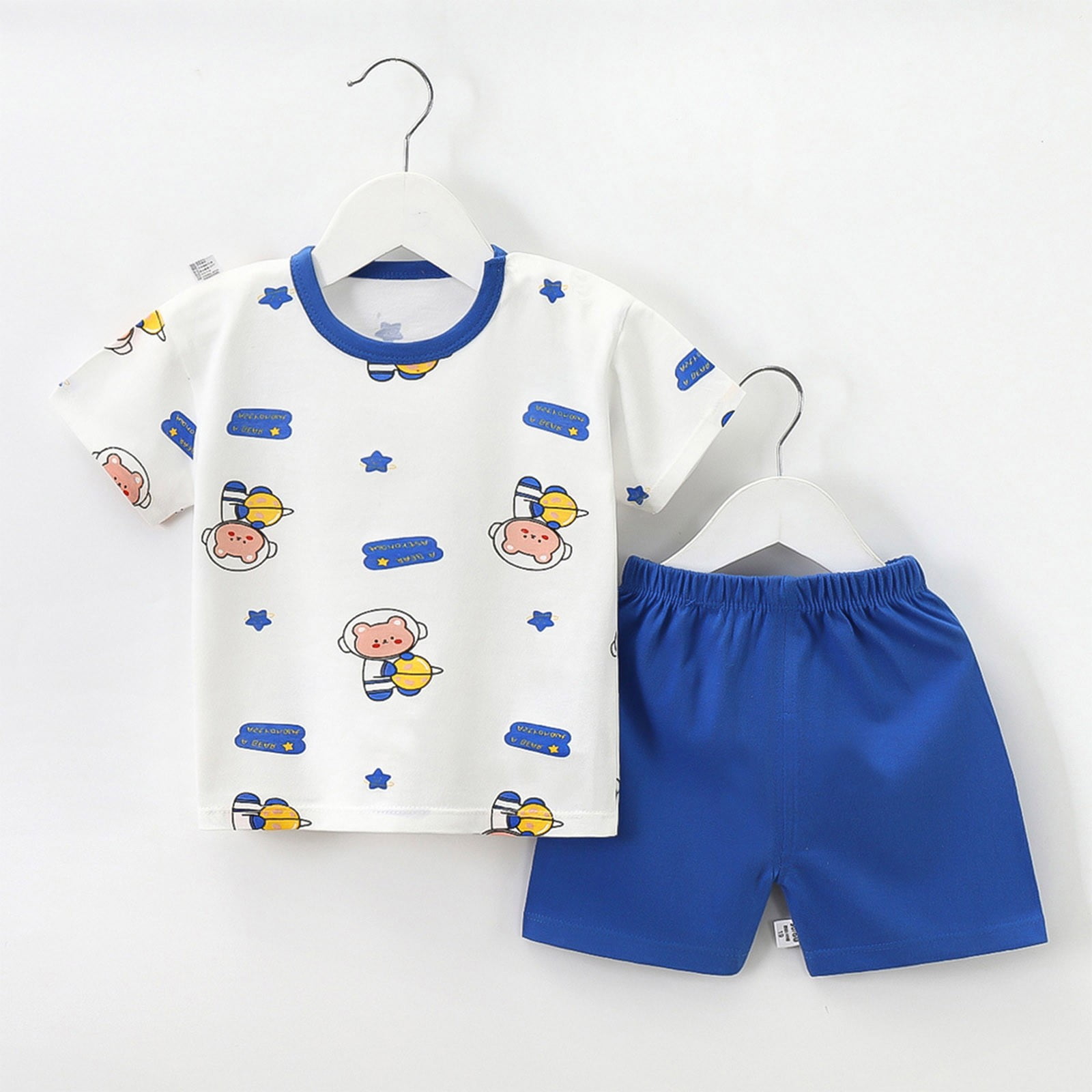 Babyhug Cotton Knit Half Sleeves Summer Theme Printed T-Shirt & Shorts Set - Blue & Yellow main image 0