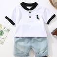 thumbnail image 1 of Babcutegg Boys Short Shirt and Shorts Set Baby Summer T-Shirt and Pants Sets Printed Round Neck Athletic Outfit Set White Size 1 Years, 1 of 3